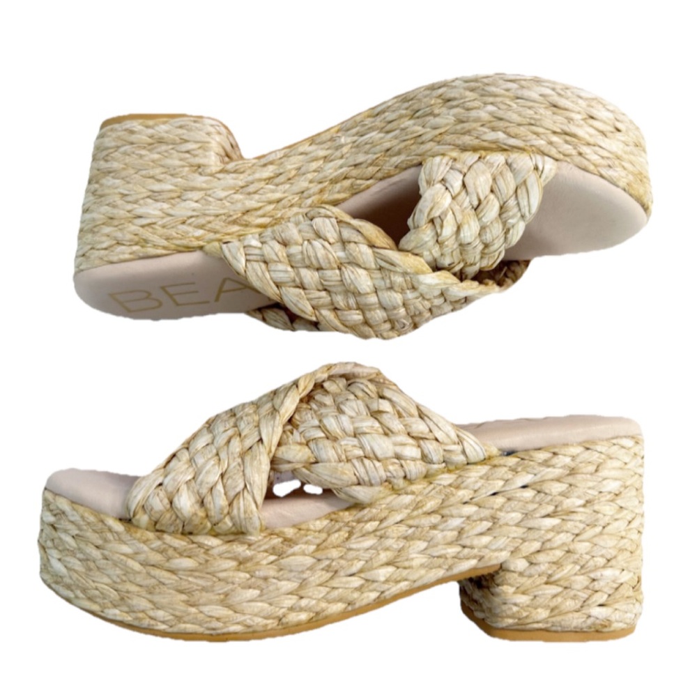 Anthropologie Natural Braided Platform Sandals